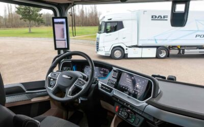 Blick auf das Cockpit eines batterieelektrischen DAF XG Electric