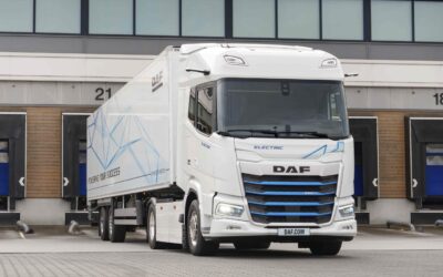 Batterieelektrischer DAF-Lkw der Serie XF Electric als Sattelzugmaschine mit Auflieger