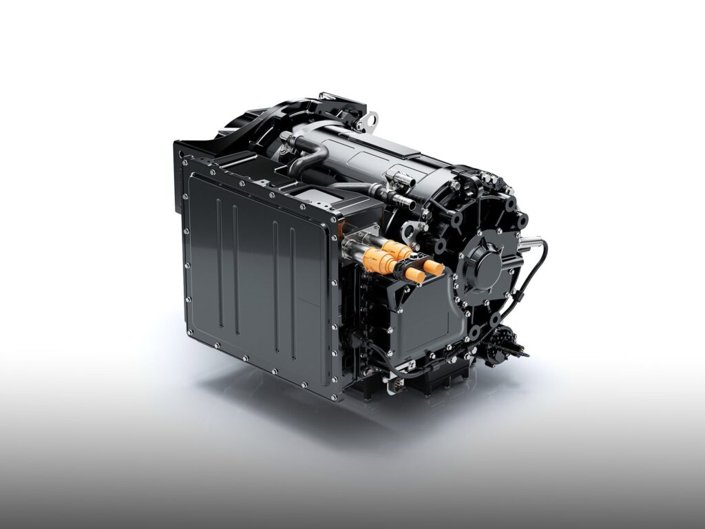 Elektrisches Antriebssystem VEDS 2.2 von Driventic als kompakte Einheit, Studioaufnahme vor neutralem Hintergrund
