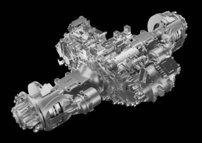 Bosch auf der IAA: der Weg zum softwaredefinierten Nutzfahrzeug Studioaufnahme einer E-Achse von Bosch mit integriertem E-Motor und Getriebe
