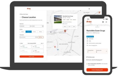 Ladestationen-Reservierungssystem von E.ON beispielhaft auf einem Tablet und einem Mobiltelefon