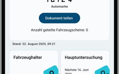 Screenshot der i-Kfz-App auf einem Mobiltelefon