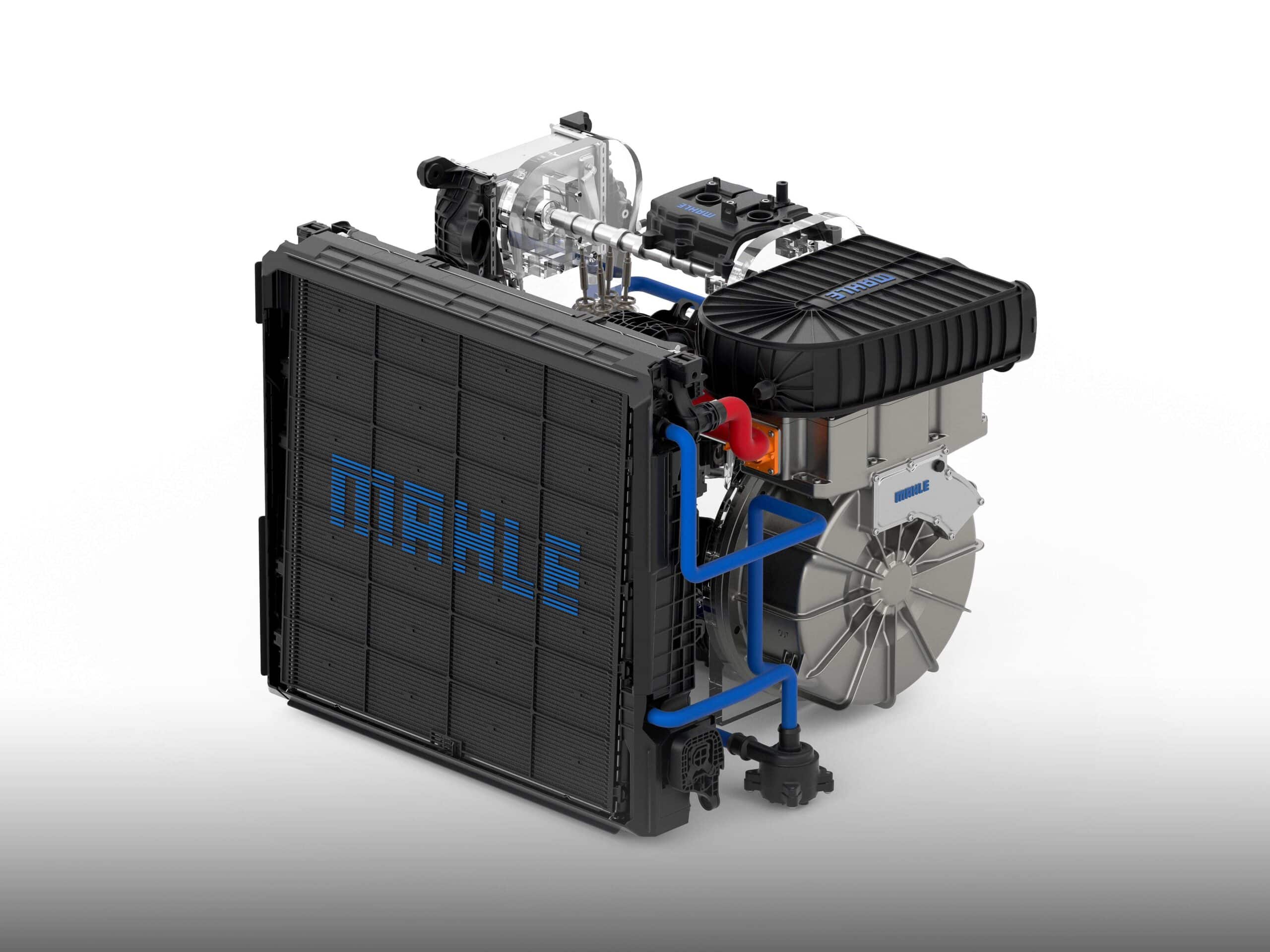 Studioaufnahme eines freigestellten Range-Extender-Systems von Mahle als kompakte Einheit