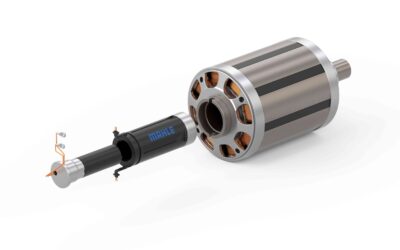 Studioaufnahme eines freigestellten Mahle Contactless Transmitter (MCT) Elektromotors zum Einbau in E-Achsen