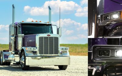 Sattelzugmaschine Peterbilt 589 in der Gesamtansicht und Detailbilder der LED-Scheinwerfer