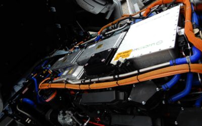 Detailbild der zentralen Antriebseinheit eines Brennstoffzellen-Lkw