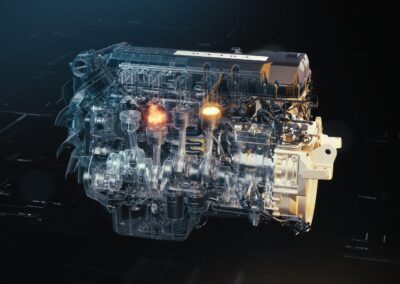 Report: Rundumschlag mit dem neuen Volvo D13 Studioaufnahme des neuen 13-Liter-Motors der Volvo-Gruppe in US-Version für die Abgasnorm EPA 2027